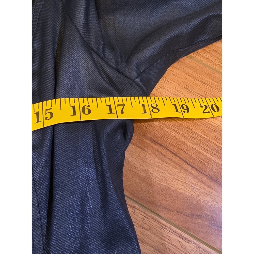 True Religion Women's Black Wax Coated Denim Moto Jacket Sz L Biker Grunge Punk - Picture 9 of 13